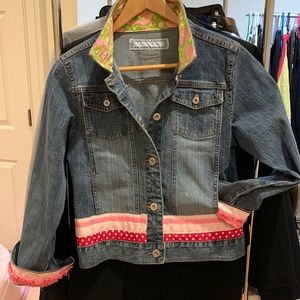 Ribbon embellished jean jacket